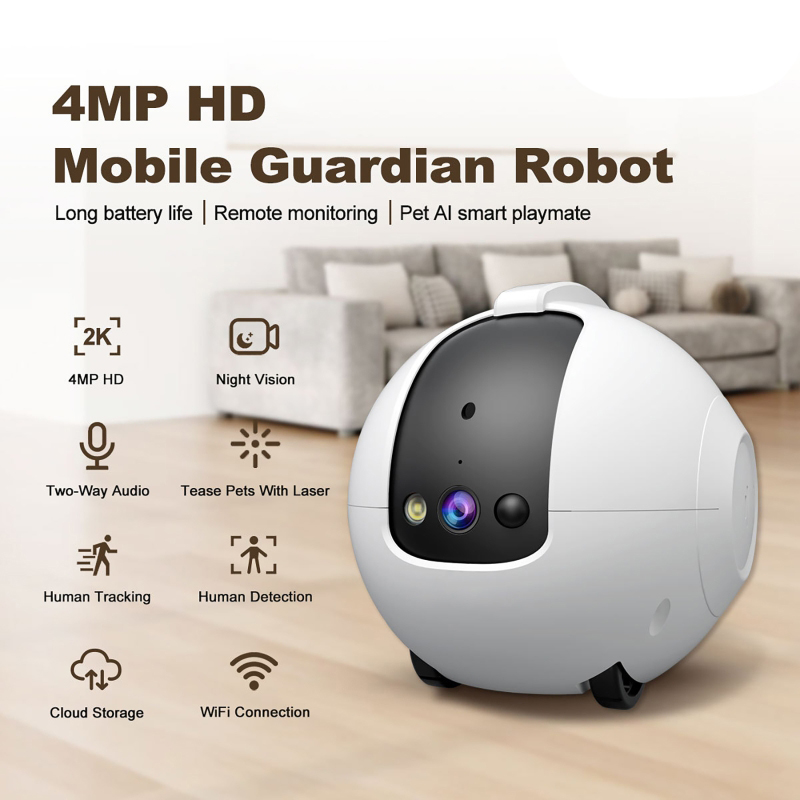 Home Security Robot - Pet Surveillance Camera 4MP 360° Robot